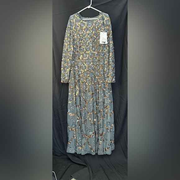 Mac Duggal 5496 NWT EMBELLISHED ILLUSION HIGH NECK LONG SLEEVE A LINE GOWN - Picture 4 of 9